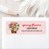 Whimsical Sweet Cupcake Spring Flowers Floral Chic Etiket (Insitu)