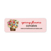 Whimsical Sweet Cupcake Spring Flowers Floral Chic Etiket (Voorkant)