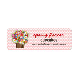 Whimsical Sweet Cupcake Spring Flowers Floral Chic Etiket