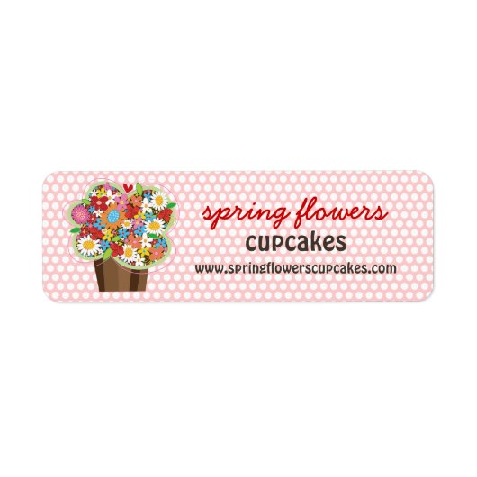 Whimsical Sweet Cupcake Spring Flowers Floral Chic Etiket (Voorkant)