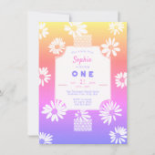 Whimsical Sweet Daisies Rainbow Little Miss One Kaart (Voorkant)