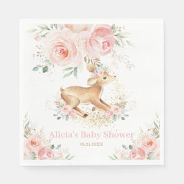Whimsical Sweet Deer Blush Bloemen Baby shower Servet