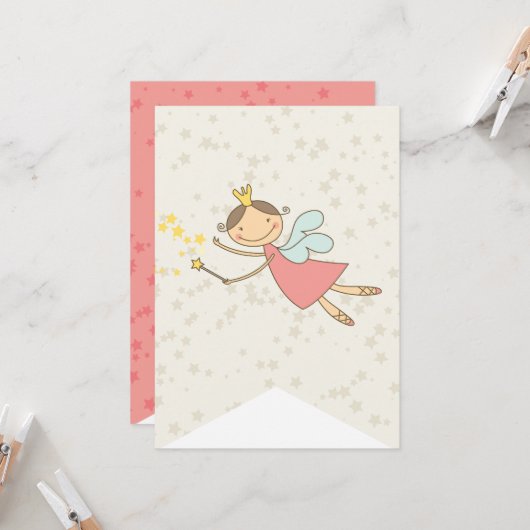 Whimsical Sweet Fairy Princess Girl Birthday Party (Voorkant / Achterkant in situ)
