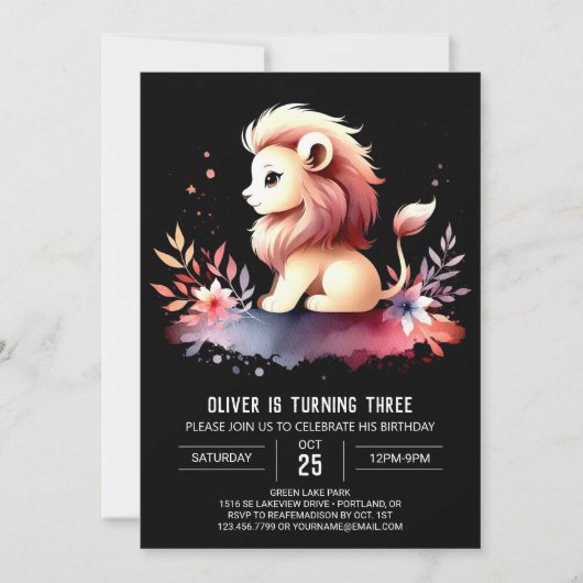 Whimsical Sweet Lion Verjaardag Kaart (Voorkant)
