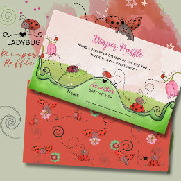 Whimsical Sweet Little Lady Ladybug Diaper Raffle Informatiekaartje