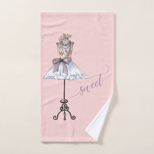 Whimsical "Sweet" Mannequin met Tutu Bad Handdoek (Handdoek)