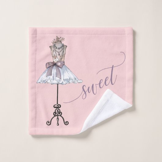 Whimsical "Sweet" Mannequin met Tutu Bad Handdoek (Wasdoekje)