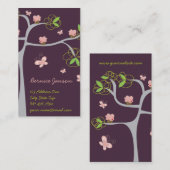 Whimsical Sweet Pink Cupcakes on Tree Butterfly Visitekaartje (Voorkant / Achterkant)