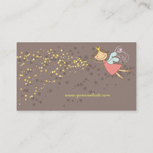 Whimsical Sweet Pink Fairy Princess & Magic Stars Visitekaartje (Achterkant)