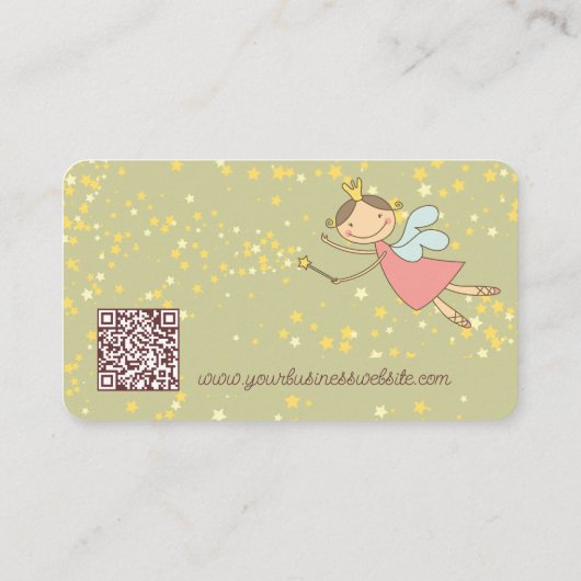 Whimsical Sweet Pink Fairy Princess & Magic Stars Visitekaartje (Achterkant)