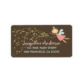 Whimsical Sweet Pink Fairy Princess Stars Adres Etiket (Voorkant)