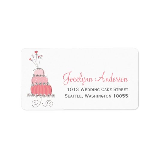 Whimsical Sweet Wedding Cake Custom Adresetiketten Etiket (Voorkant)