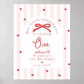 Whimsical Sweetheart 1st Birthday Welcome Poster (Voorkant)