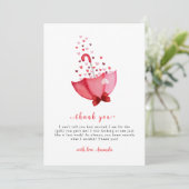Whimsical Sweetheart Umbrella Bow Baby shower Bedankkaart (Staand voorkant)