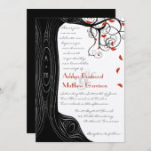 Whimsical Swirl Black & Red Birds in een boom Kaart (Voorkant / Achterkant)