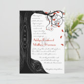 Whimsical Swirl Black & Red Birds in een boom Kaart (Staand voorkant)