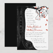Whimsical Swirl Black & Red Birds in een boom Kaart (Voorkant / Achterkant)