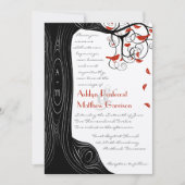 Whimsical Swirl Black & Red Birds in een boom Kaart (Voorkant)