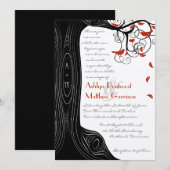 Whimsical Swirl Black & Red Birds in een boom Kaart (Voorkant / Achterkant)