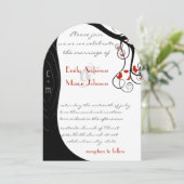 Whimsical Swirl Black & Red Birds in een boom Kaart (Staand voorkant)