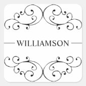 Whimsical Swirl Monogram Label Sticker Seal (Voorkant)