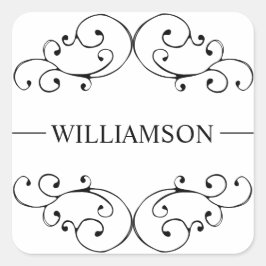 Whimsical Swirl Monogram Label Sticker Seal