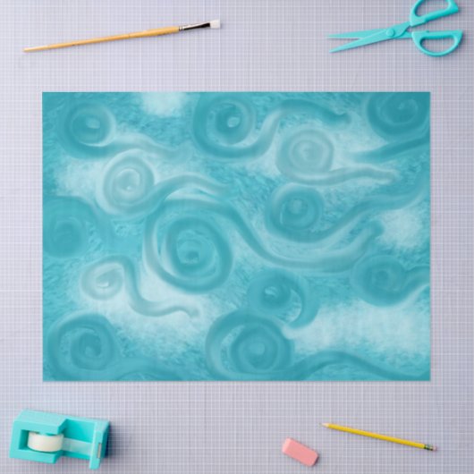 Whimsical Swirly Sky Blue Pattern Decoupage Tissuepapier (Craft)