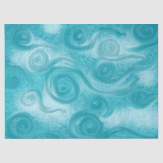Whimsical Swirly Sky Blue Pattern Decoupage Tissuepapier (Voorkant)