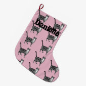 Whimsical Tabby Kat Katten Kunst Kerst Kous Grote Kerstsok (Voorkant (Hangend))