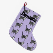 Whimsical Tabby Kat Katten Kunst Kerst Kous Grote Kerstsok (Voorkant (Hangend))