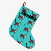 Whimsical Tabby Kat Zonnebril Kerstkous Grote Kerstsok (Voorkant (Hangend))