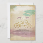 Whimsical Tandem Bicycle Waterverf Wedding Invite Kaart (Voorkant)