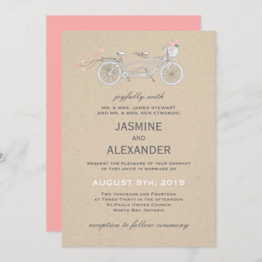 Whimsical Tandem Bicycle - Weddenschap Kaart (Voorkant / Achterkant)