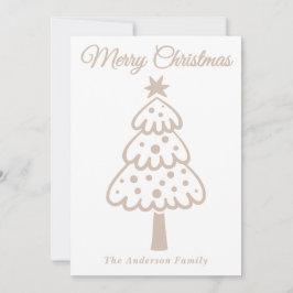 Whimsical Taupe Hand getrokken kerstboom Feestdagenkaart