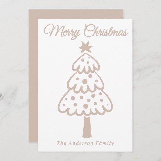 Whimsical Taupe Hand getrokken kerstboom Feestdagenkaart (Voorkant / Achterkant)