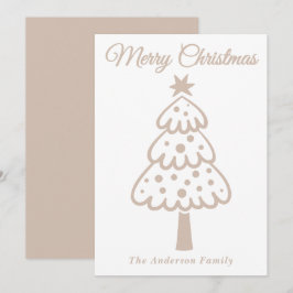 Whimsical Taupe Hand getrokken kerstboom Feestdagenkaart