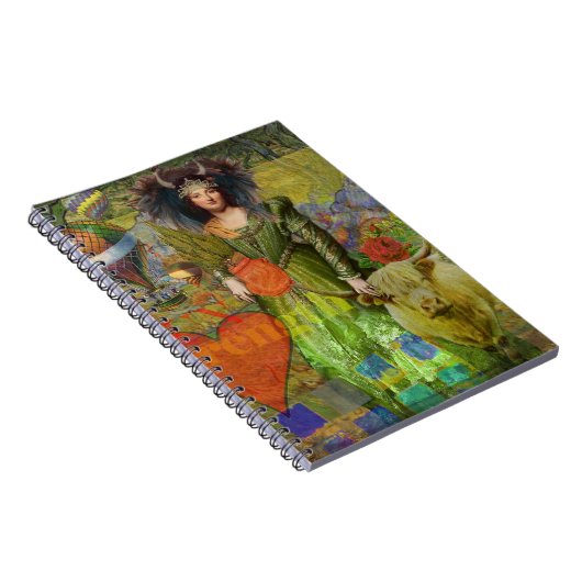 Whimsical Taurus Woman Celestial Collage Fantasy Notitieboek (Rechterzijde)