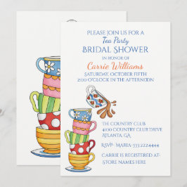 Whimsical Tea Cups Bridal Shower Invitation Kaart