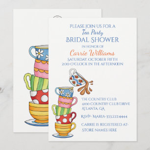 Whimsical Tea Cups Bridal Shower Invitation Kaart