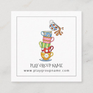 Whimsical Tea Cups mam Play Group Custom Contactkaartje