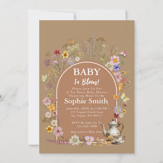 Whimsical Tea Garden Baby in Bloom Baby shower Kaart (Voorkant)