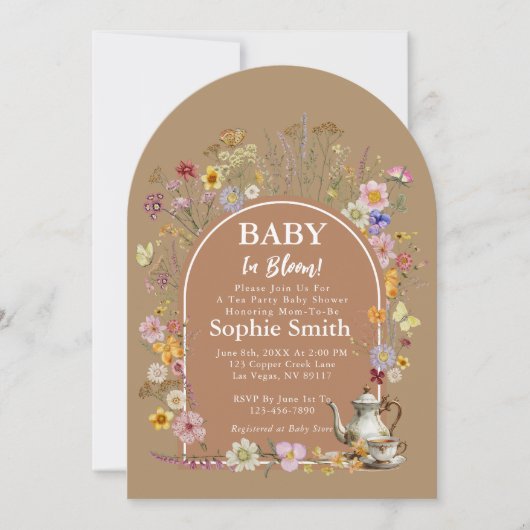 Whimsical Tea Garden Baby in Bloom Baby shower Kaart (Voorkant)