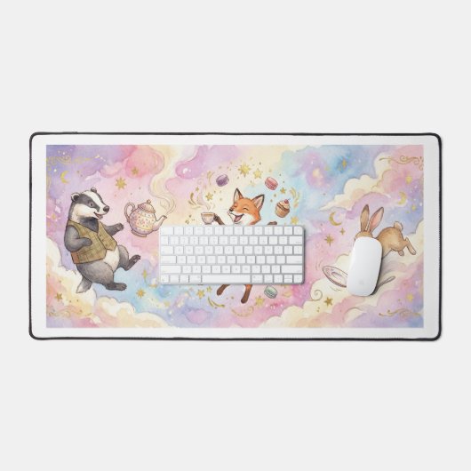 Whimsical Tea Party Animals – Cute Fox, Bunny & Ba Bureaumat (Keyboard & Muis)