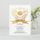 Whimsical Tea Party Bruids Douche Uitnodiging (Staand voorkant)
