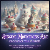 Whimsical Tea Party Cat Mouse Decoupage Tissuepapier