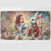 Whimsical Tea Party Fantasy Garden Decoupage Tissuepapier (Voorkant)