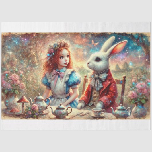 Whimsical Tea Party Fantasy Garden Decoupage Tissuepapier (Voorkant)