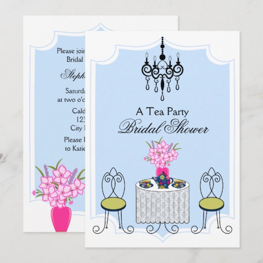 Whimsical Tea Party Kaart (Voorkant / Achterkant)