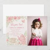 Whimsical Tea Party verjaardagsuitnodiging voor ki Kaart (Voorkant / Achterkant)