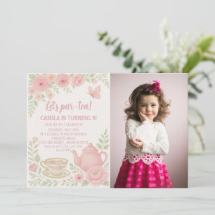 Whimsical Tea Party verjaardagsuitnodiging voor ki Kaart